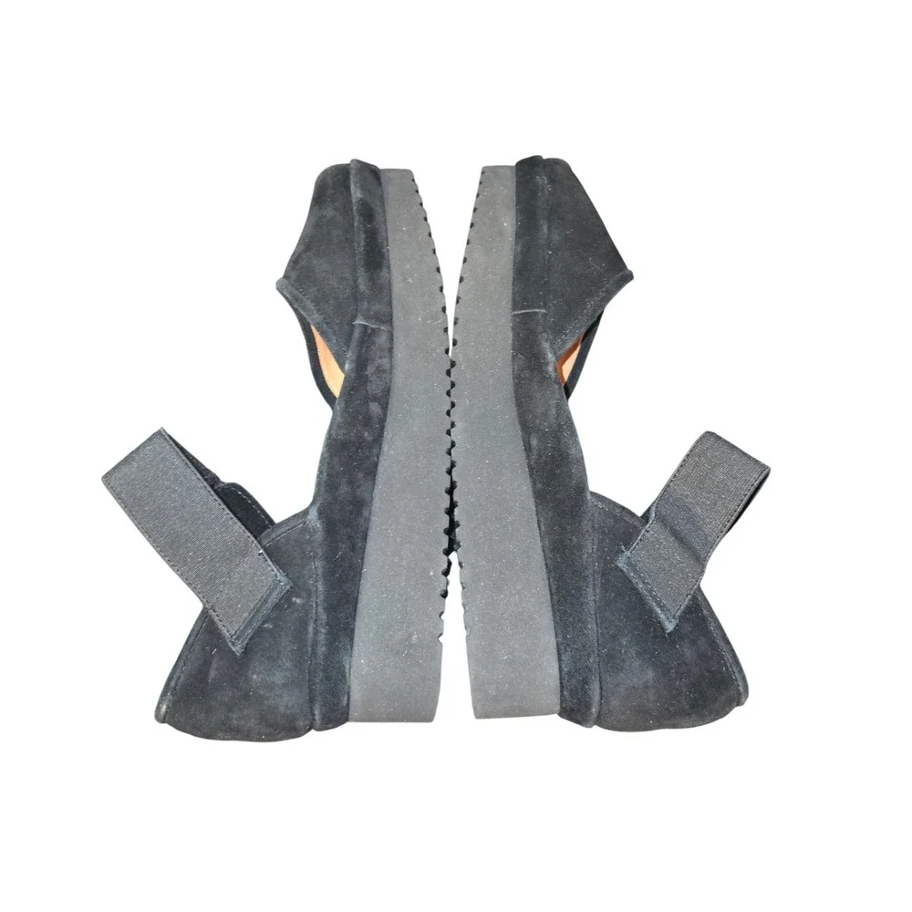 L'Amour Des Pieds Amadour Sandals Womens 7M Black Suede Peep Toe Platform Wedge